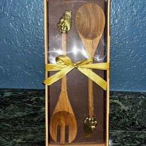 Wooden Serving Fork and Spoon